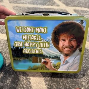 Bob Ross Tin Lunchbox with Scenic Artwork - Olive Green Accents